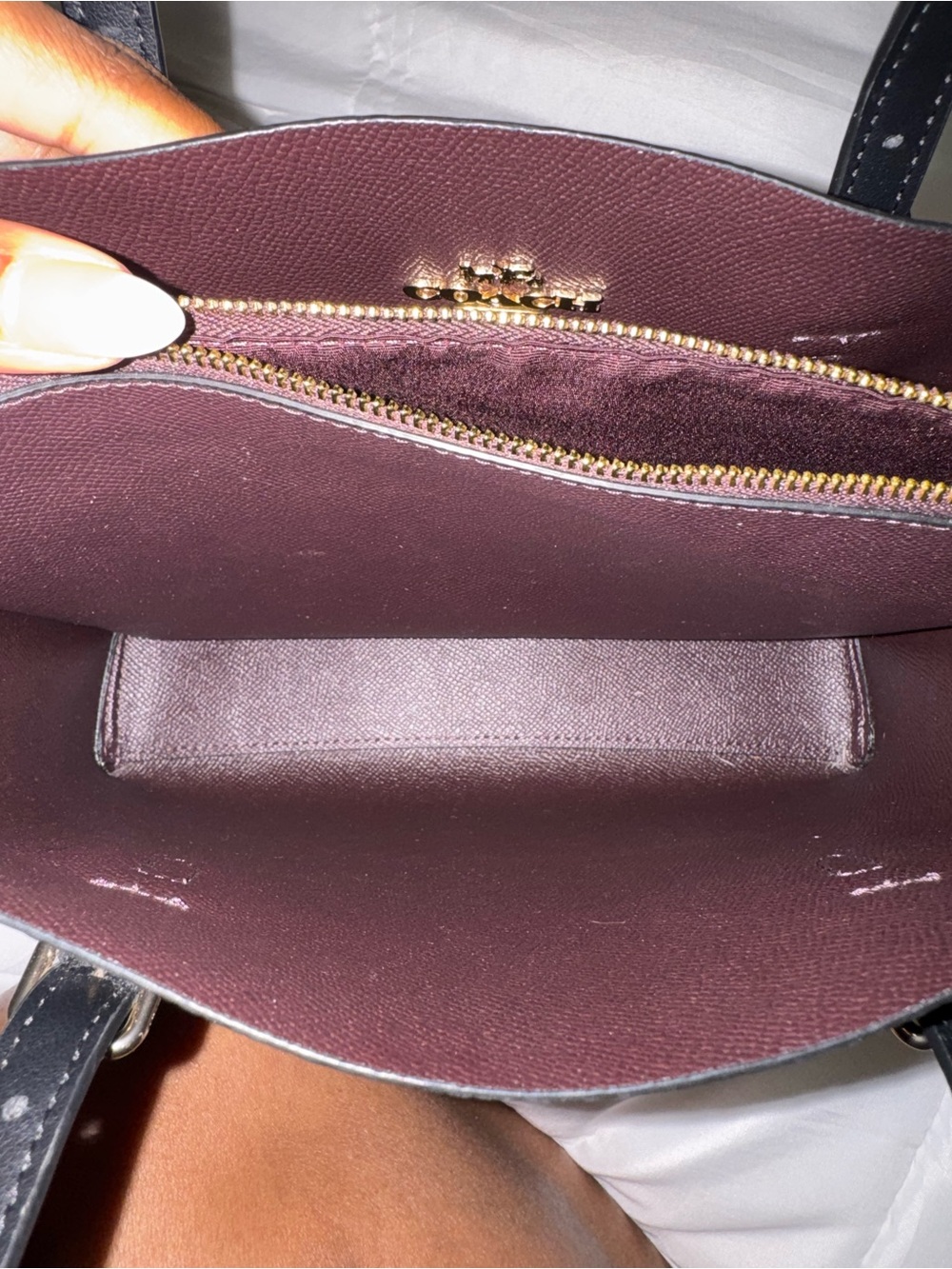 COACH Mollie Tote Bag 25 - Signature Small Tote in Brown with Black Trim - Picture 11 of 16